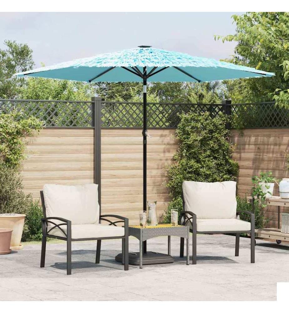 Parasol de jardin avec mât en acier bleu 268x268x226 cm