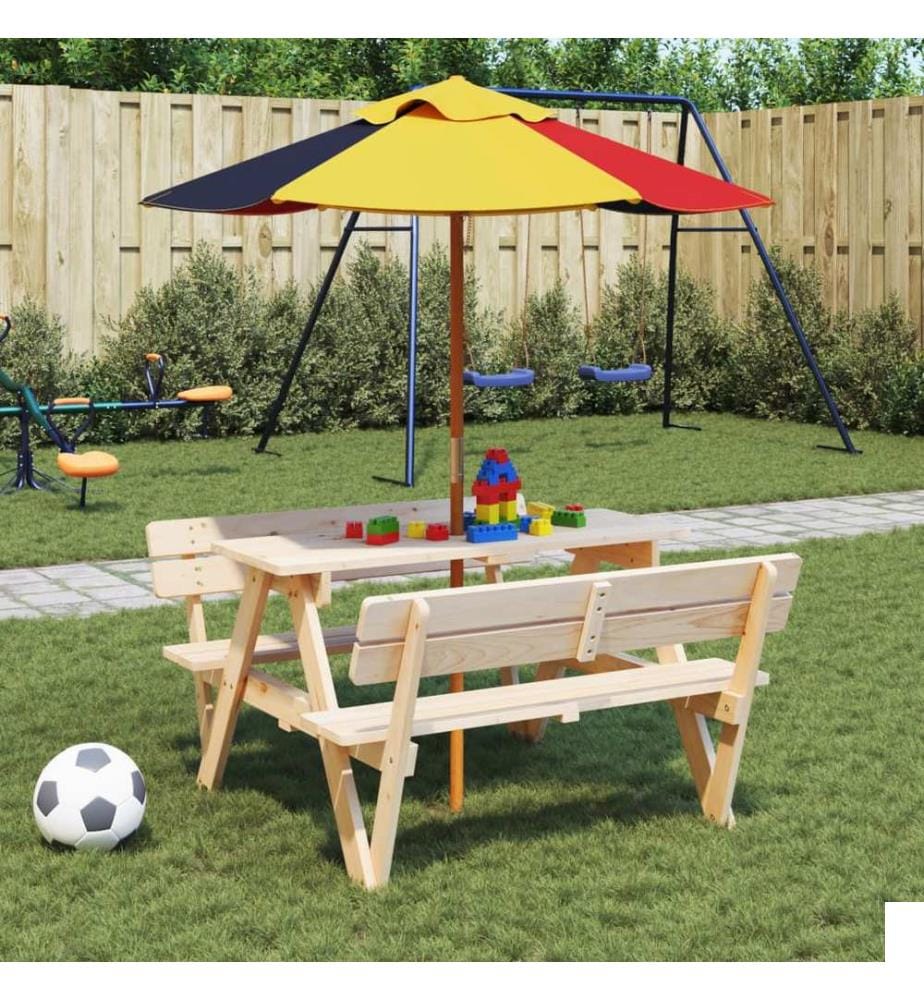 Parasol de jardin pour enfants avec poteau en bois Ø120x140 cm