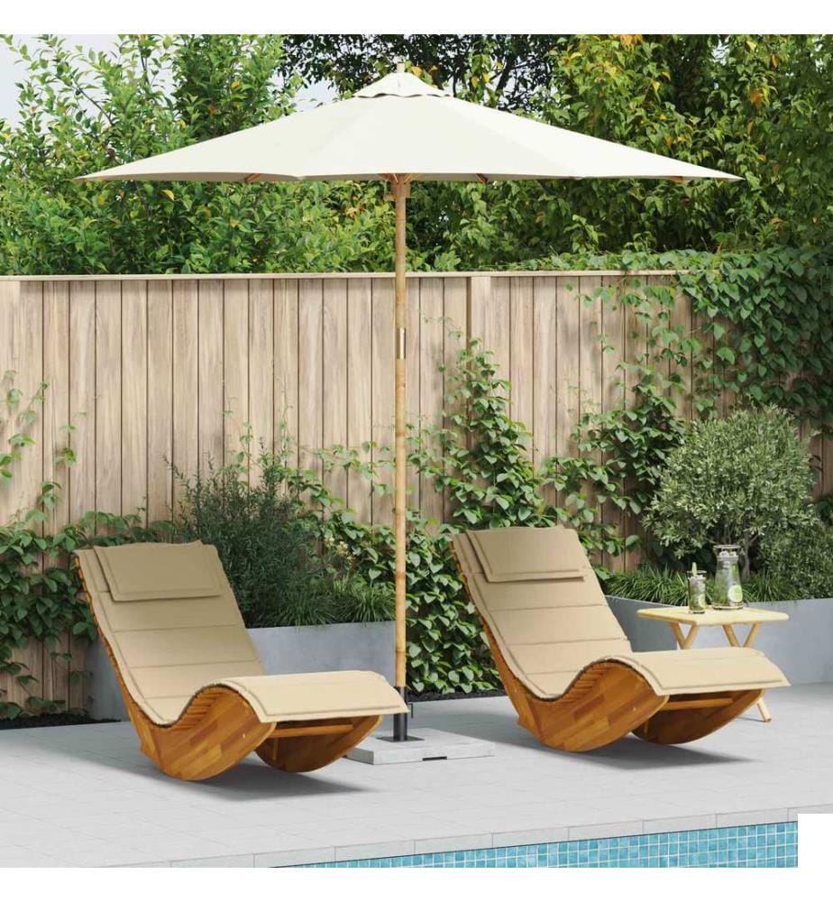 Parasol de jardin Blanc crème Ø 270 x 260 cm Bambou