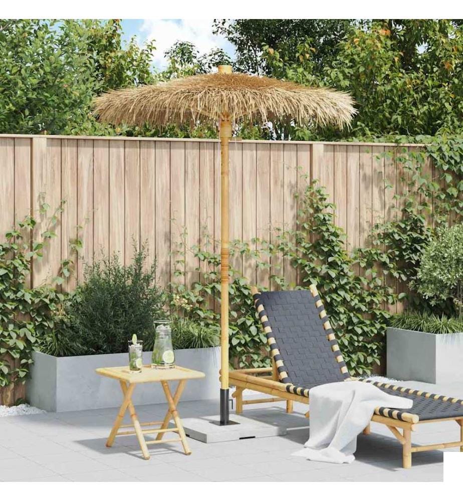 Parasol Tiki avec auvent en feuille de bananier 150 cm bambou