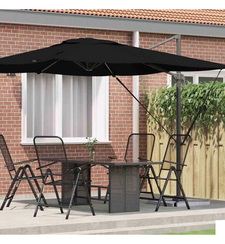 Parasol Roma Noir 286 x 284 x 265 cm Aluminium et polyester