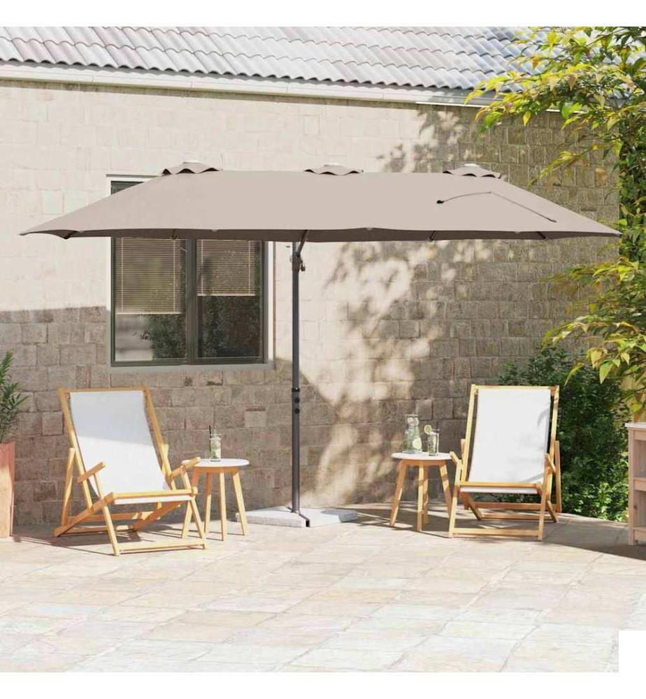 Parasol Taupe 372 x 198 x 243 cm Polyester et Aluminium