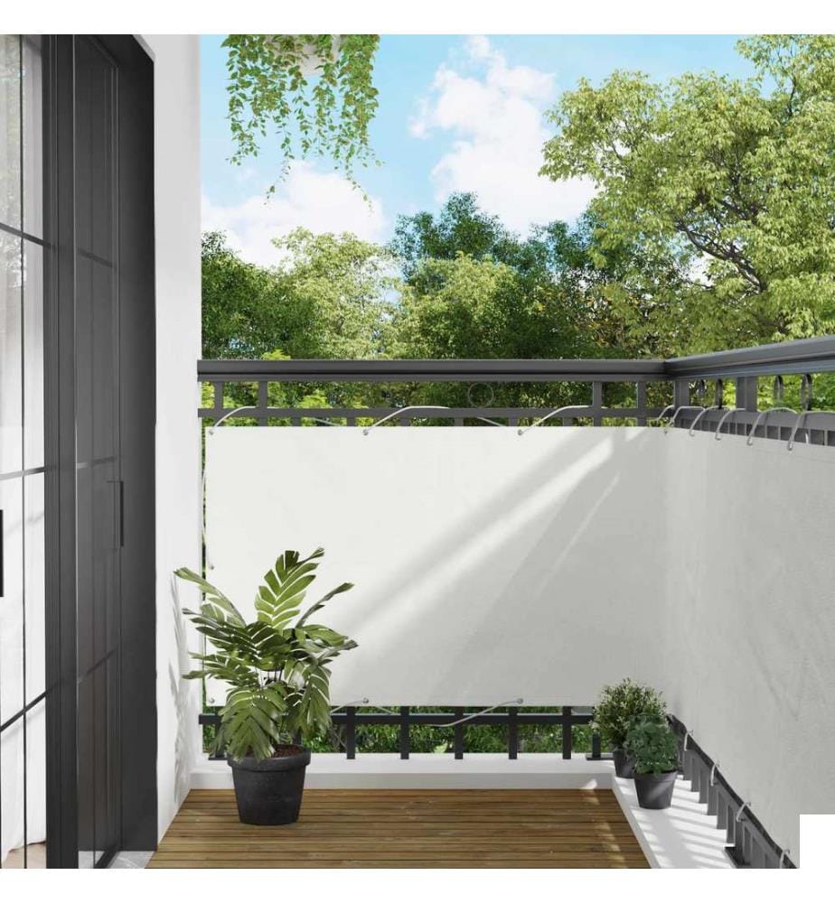 Écran de balcon Blanc 100 x 400 cm Tissu Oxford