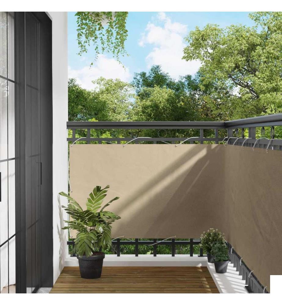 Écran de balcon Beige 100 x 300 cm Tissu Oxford