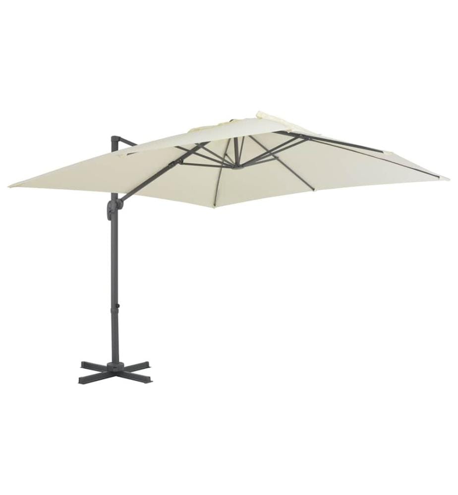 Parasol de jardin déporté avec mât en aluminium 300 x 300 cm Sable