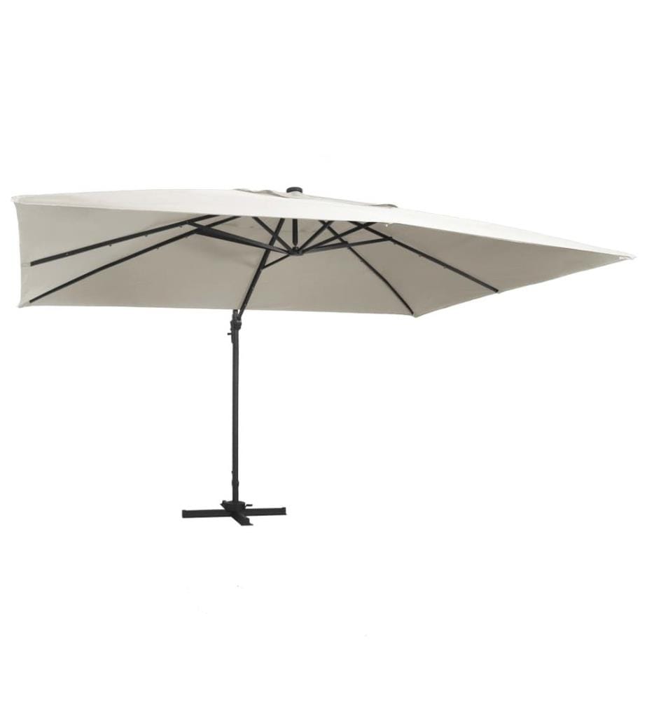 Parasol de jardin en porte-à-faux lumières LED mât en aluminium