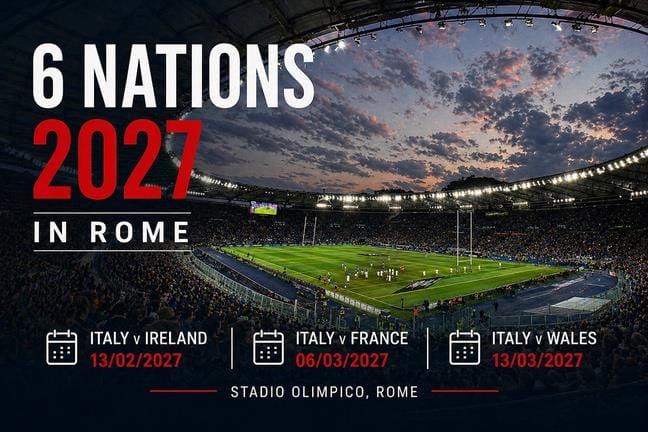 Italie vs. Irlande, 13.02.2027 : billets en tribune Short Side et 2 nuits en chambre double avec petit-déjeuner pour 2 personnes (séjour : 12.02.2027 au 14.02.2027)