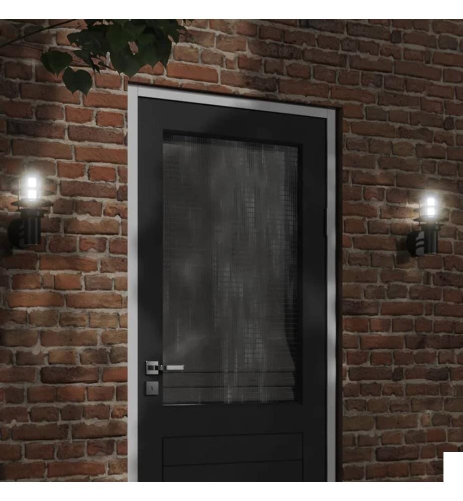 Appliques murales d'extérieur 2 pcs noir acier inoxydable