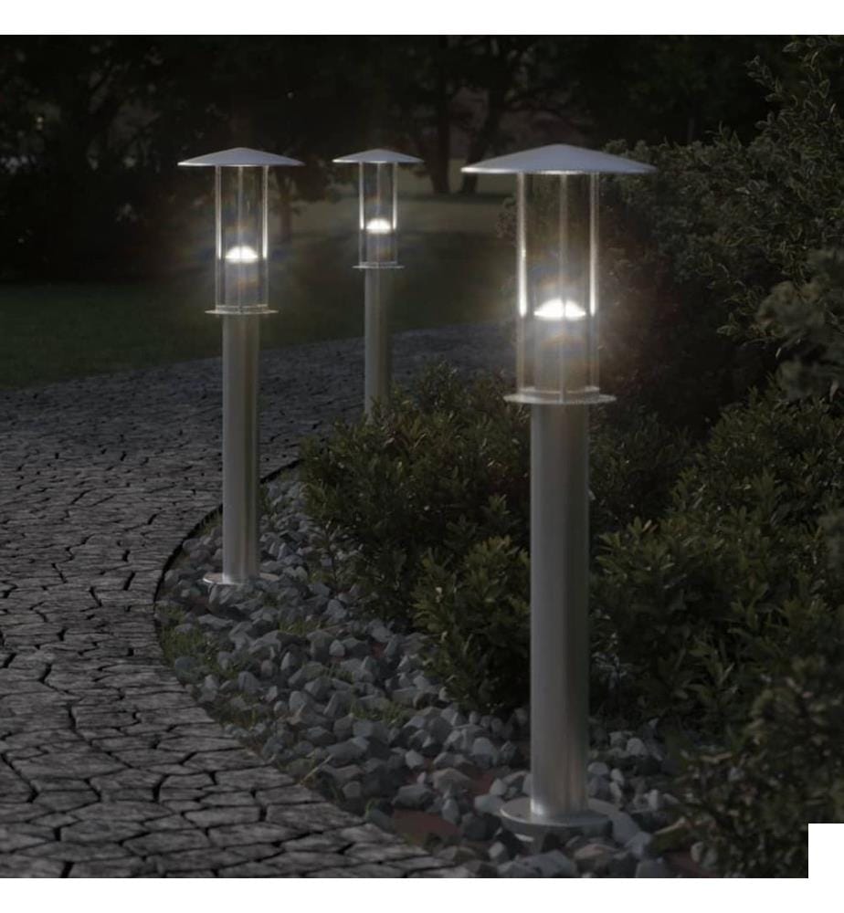 Lampadaire d'extérieur argenté 60 cm acier inoxydable