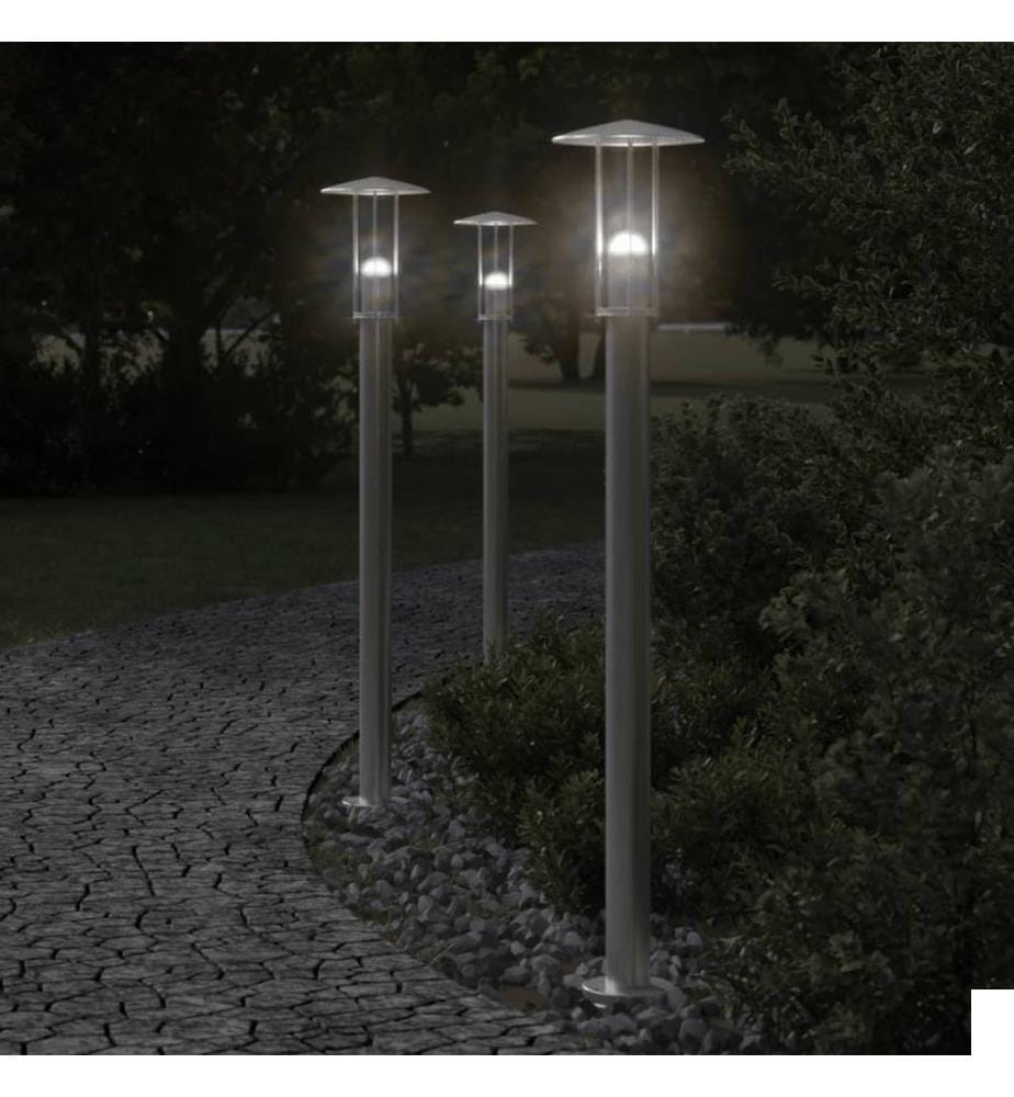 Lampadaire d'extérieur argenté 100 cm acier inoxydable
