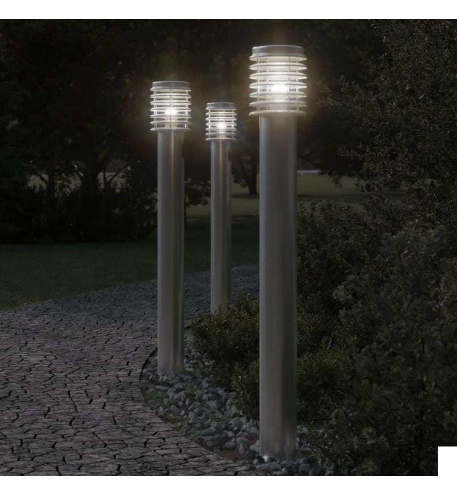 Lampadaire d'extérieur argenté 110 cm acier inoxydable