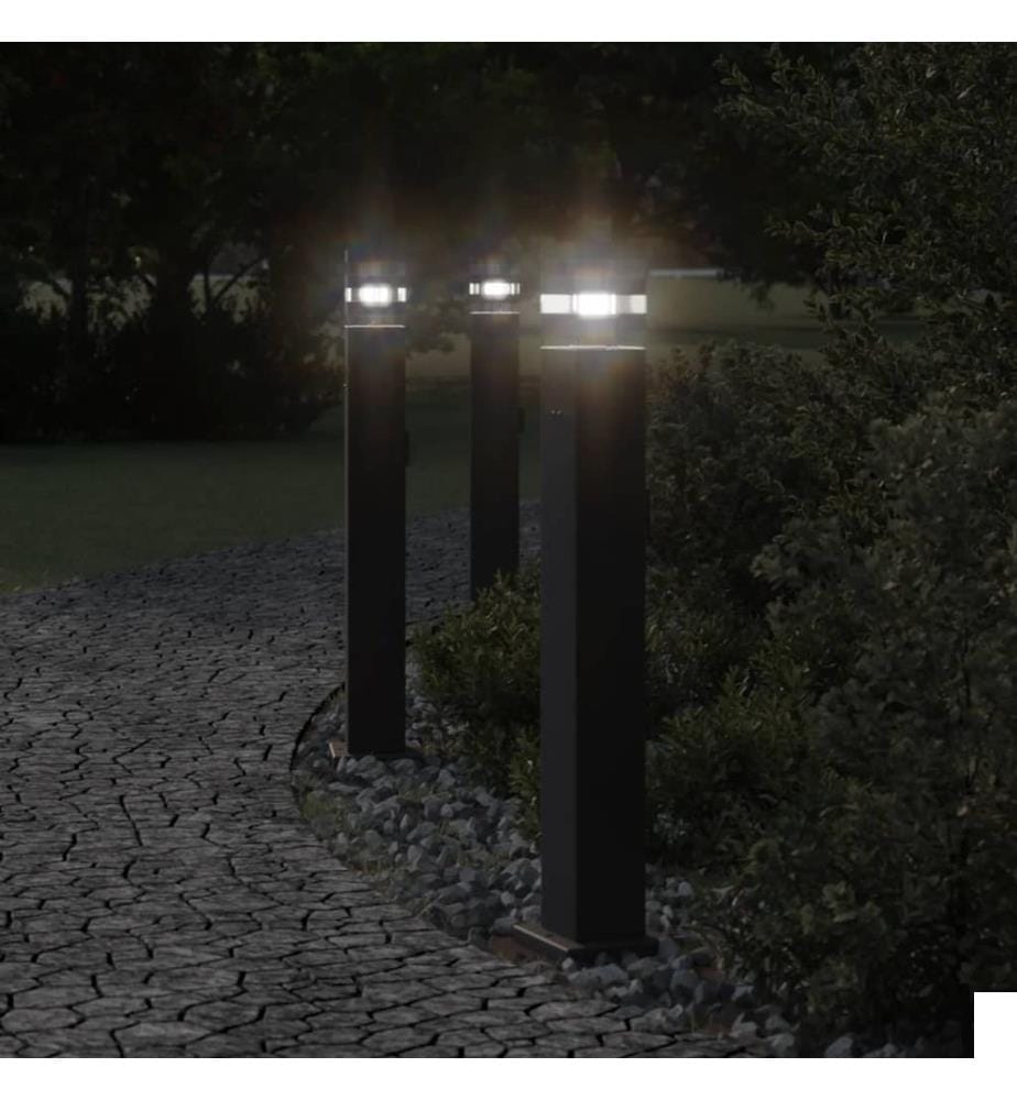Lampadaire d'extérieur avec sortie noir 80 cm aluminium
