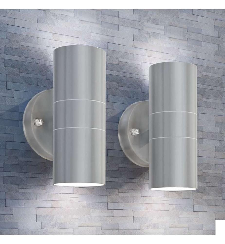 Applique murale LED d'extérieur 2 pcs Acier inoxydable haut bas