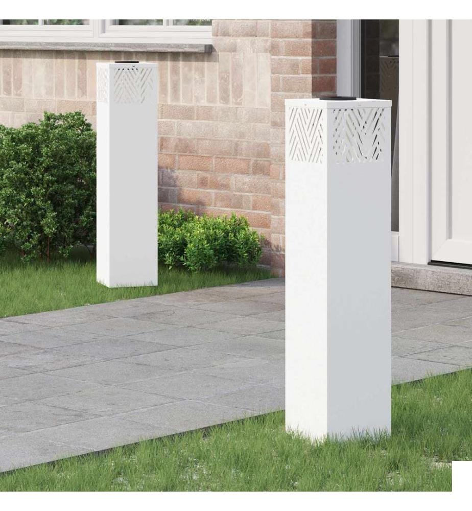 Lumière de chemin LED solaire 2 pcs Blanc Acier laminé à froid