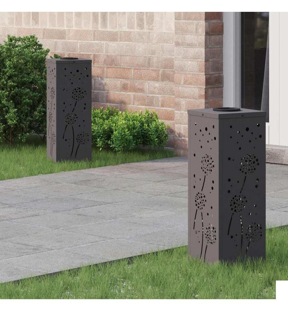 Lumière de chemin LED solaire 2 pcs Noir Acier laminé à froid