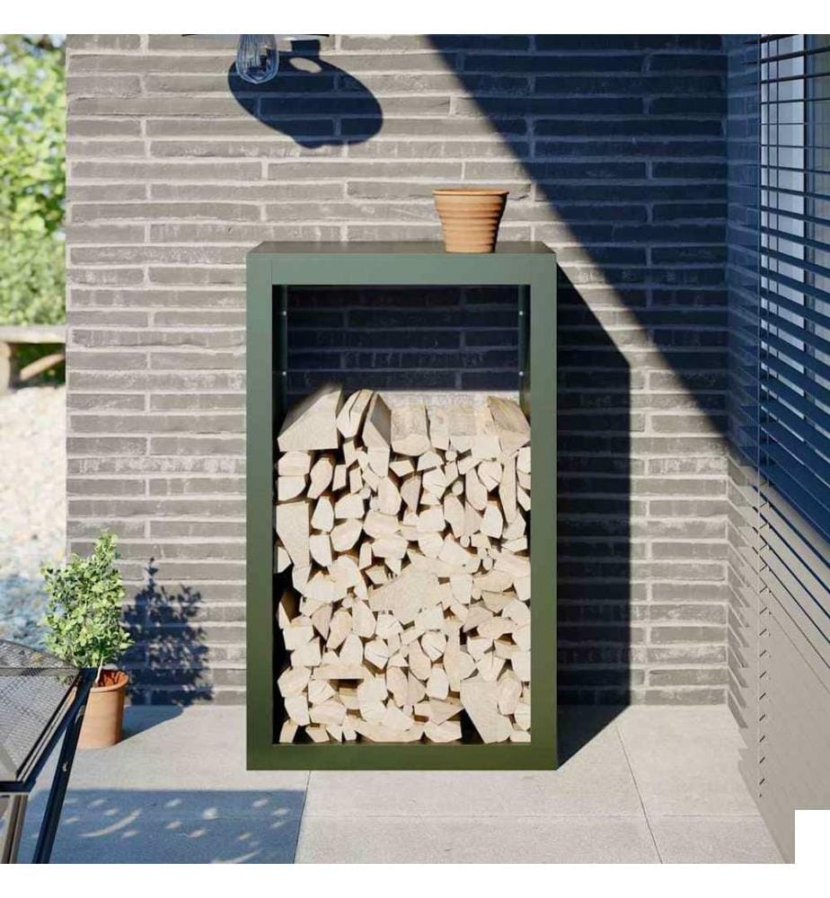 Portant de bois de chauffage vert 60x40x100 cm acier