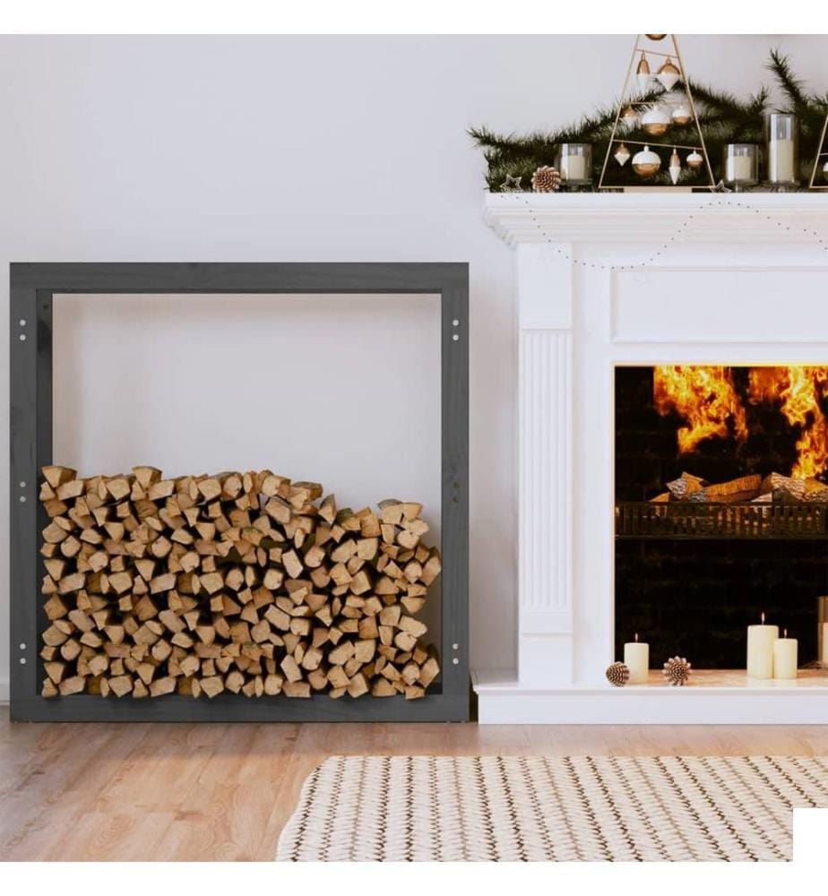 Support pour bois de chauffage Gris 100x25x100 cm Bois de pin