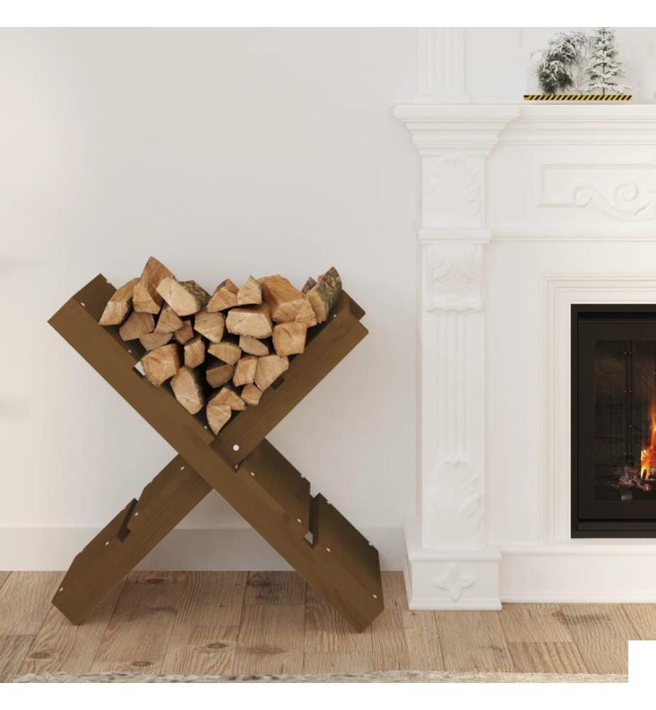 Porte-bûches Marron miel 47x39,5x48 cm Bois massif de pin