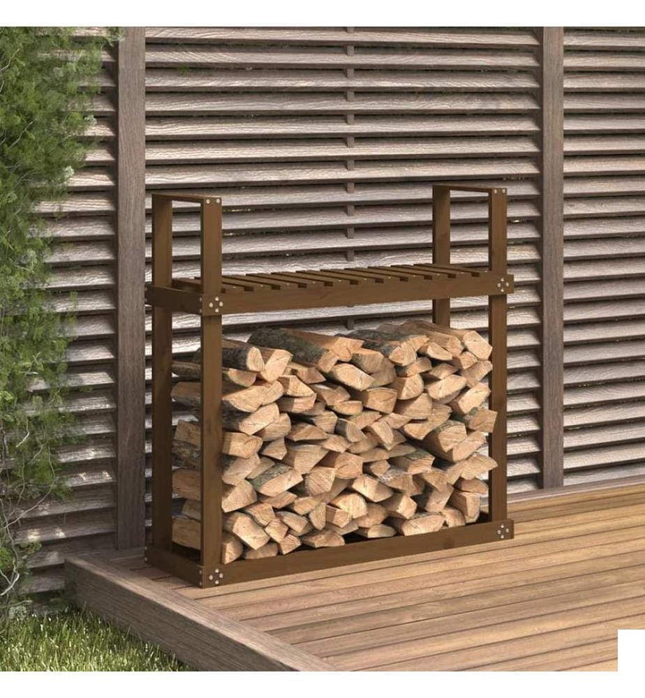 Support bois de chauffage Marron miel 110x35x108,5 cm Bois pin