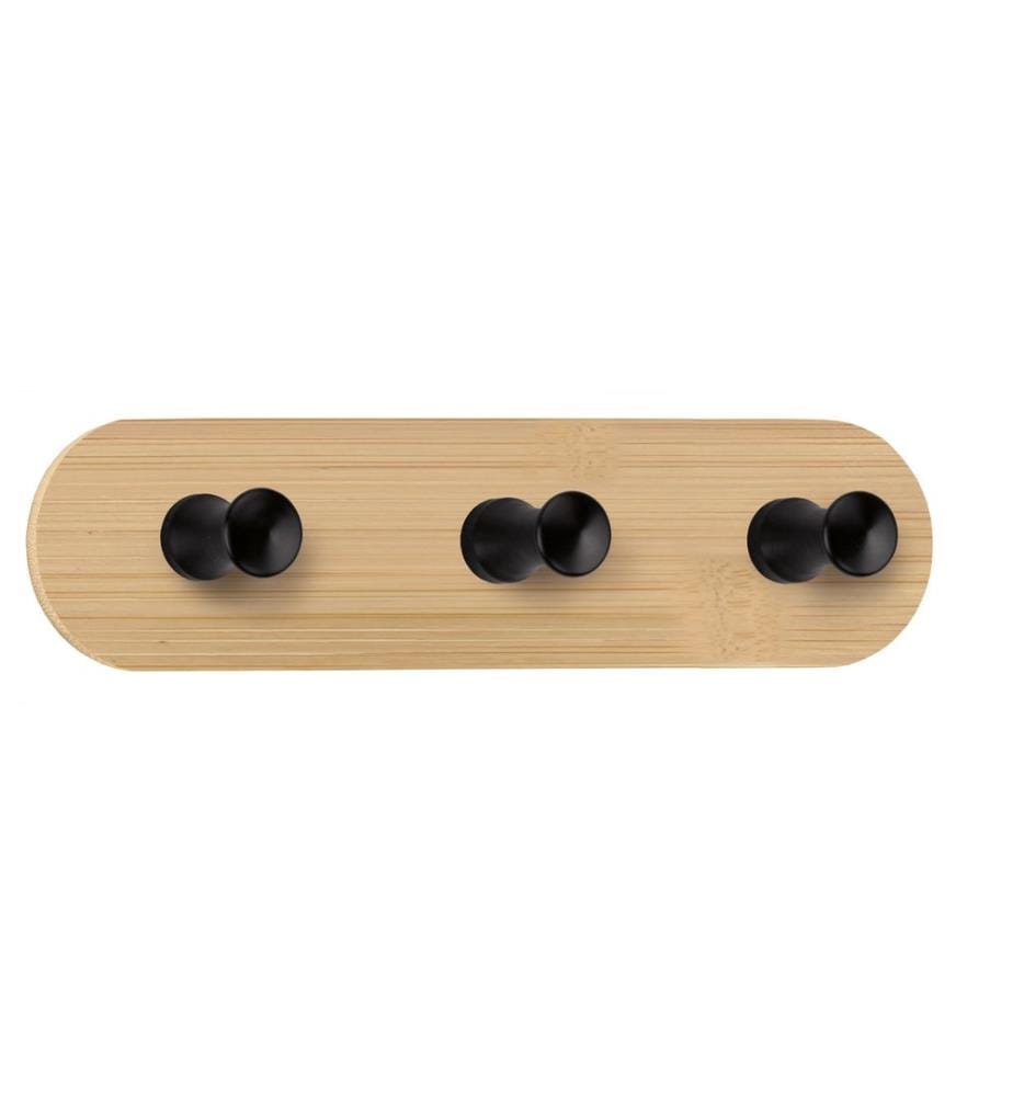 KLEINE WOLKE - Portemanteau mural Bamboo Hook Trio 18 cm x 4.5 cm, Beige