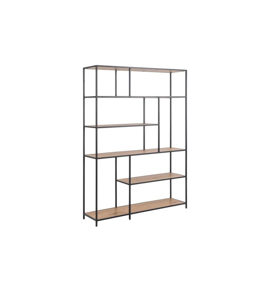 AC Design - Étagère Seaford 135 x 35 x 185 cm, Chêne/Noir