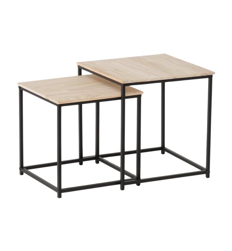 BOLTZE - Table d'appoint Boras Lot de 2, naturel/noir
