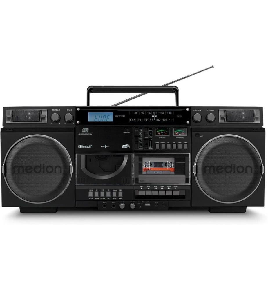 MEDION - Lecteur radio/CD LIFE P66538 Retro-Boombox Noir
