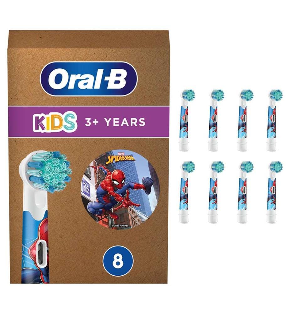 Lot de 8 Têtes de Brosse à Dents Kids Spiderman - White