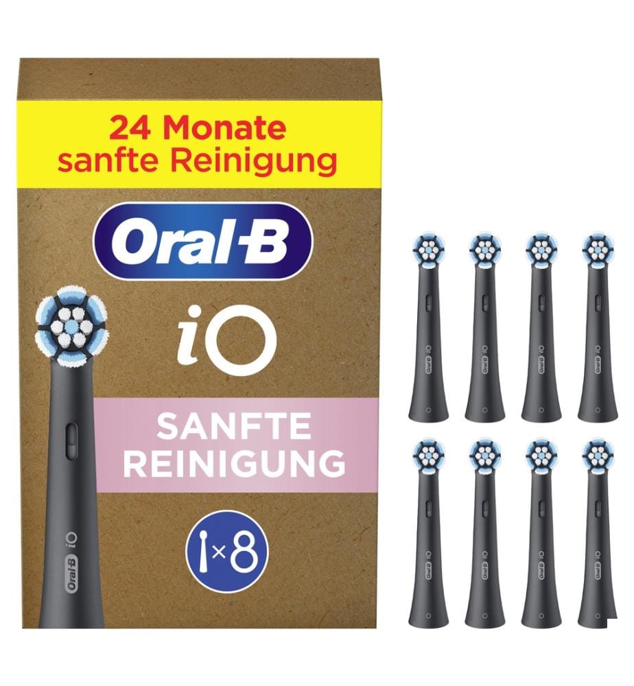 Lot de 8 Têtes de Brosse Oral-B iO Nettoyage doux - Noir