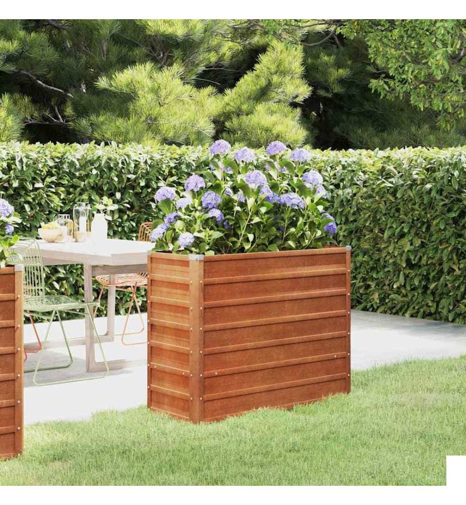 Lit surélevé de jardin rouillé 100x40x77 cm acier corten