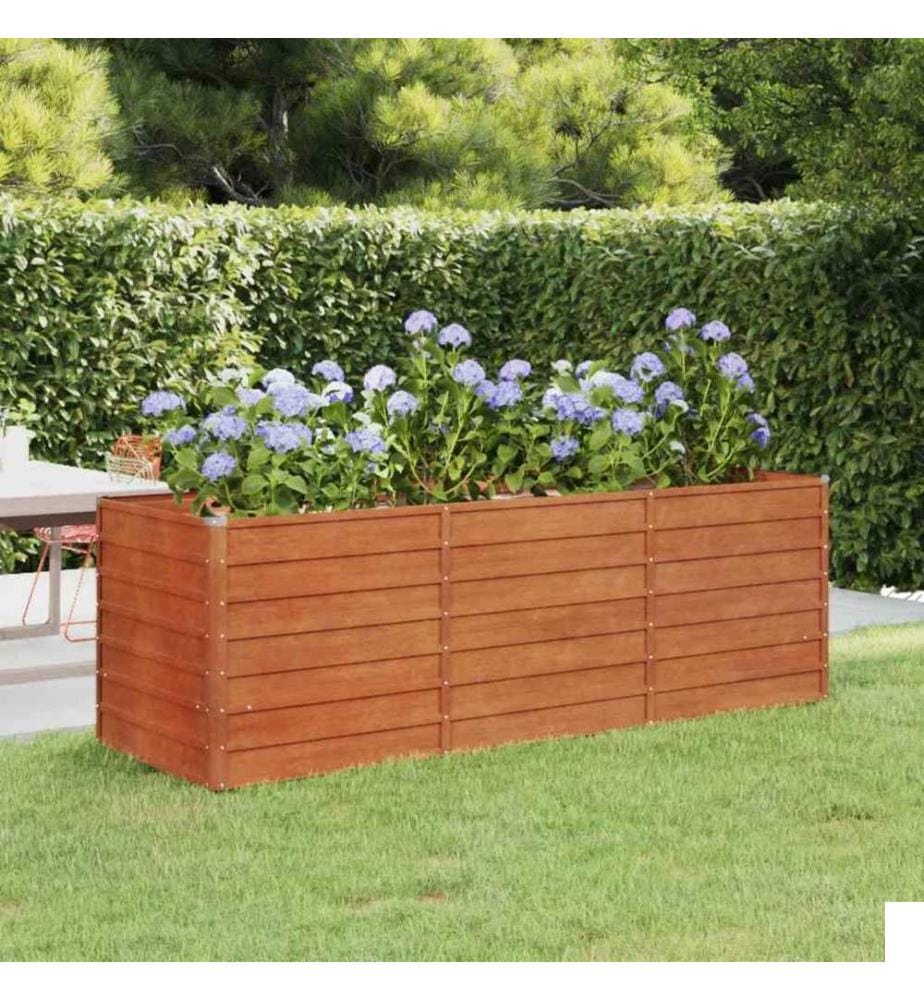 Lit surélevé de jardin rouillé 240x80x77 cm acier corten
