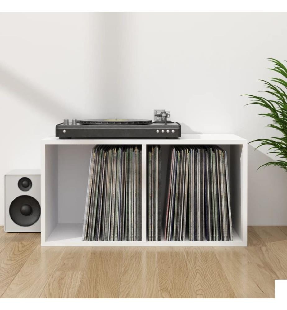 Boîte de rangement vinyles Blanc 71x34x36 cm Bois d'ingénierie