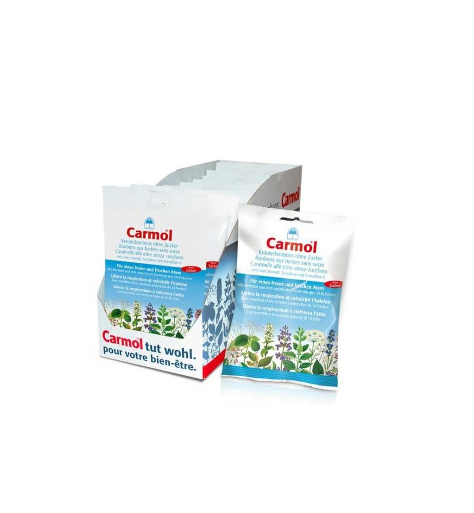 Carmol - Bonbons aux herbes sans sucre 12 x 75 g