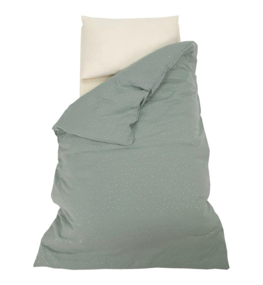 Set de literie coton écru-vert