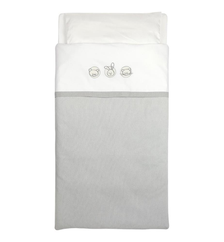 KULI-MULI Linge de lit Petits Animaux gris 90 x 120 cm