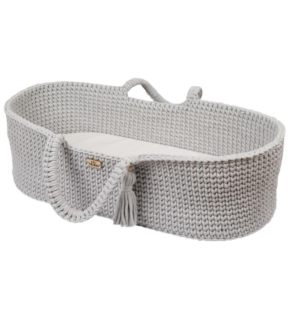 Couffin Moïse en coton avec matelas gris