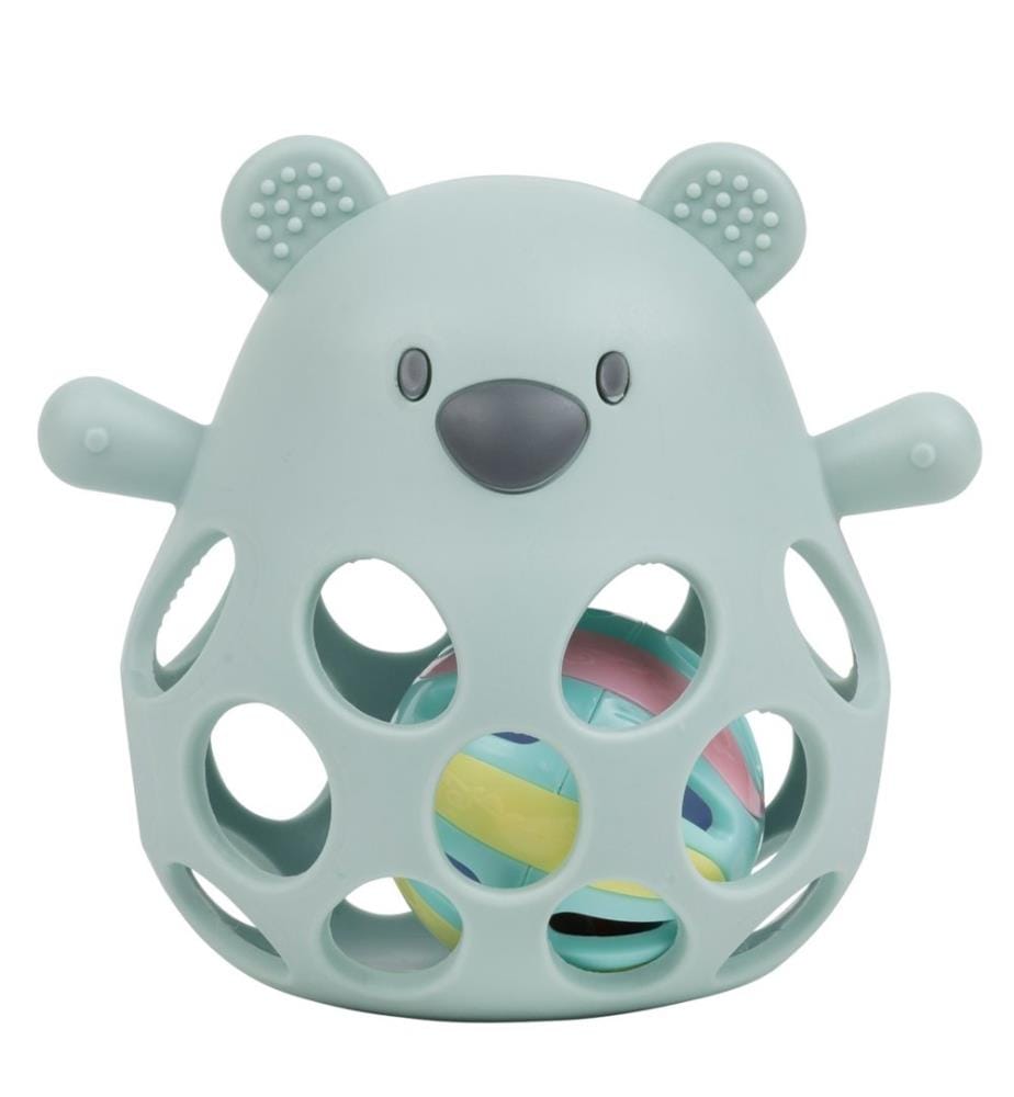 SILICONE Hochet avec ballon Ours vert