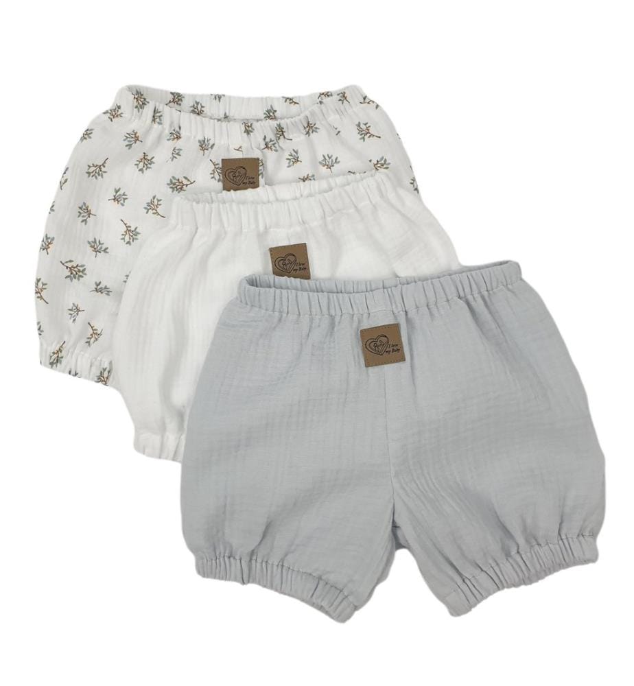 Culotte bouffante courte 3 pcs. bleu