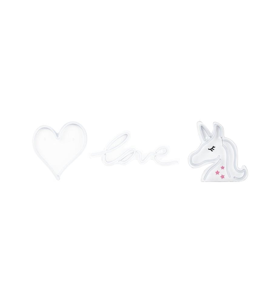 Lot de 3 néons LED SUSIE Rose