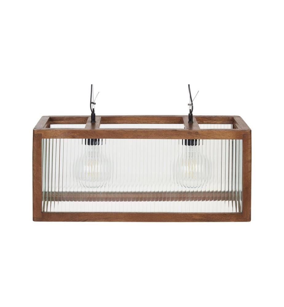 Lampe suspension PENNA Bois de manguier Marron