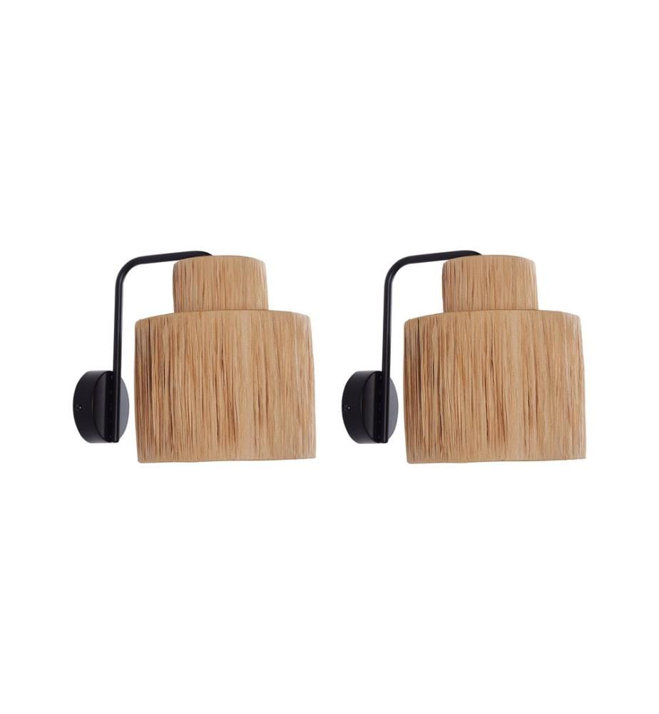 Lot de 2 lampes murales SHINFA Osier Naturel