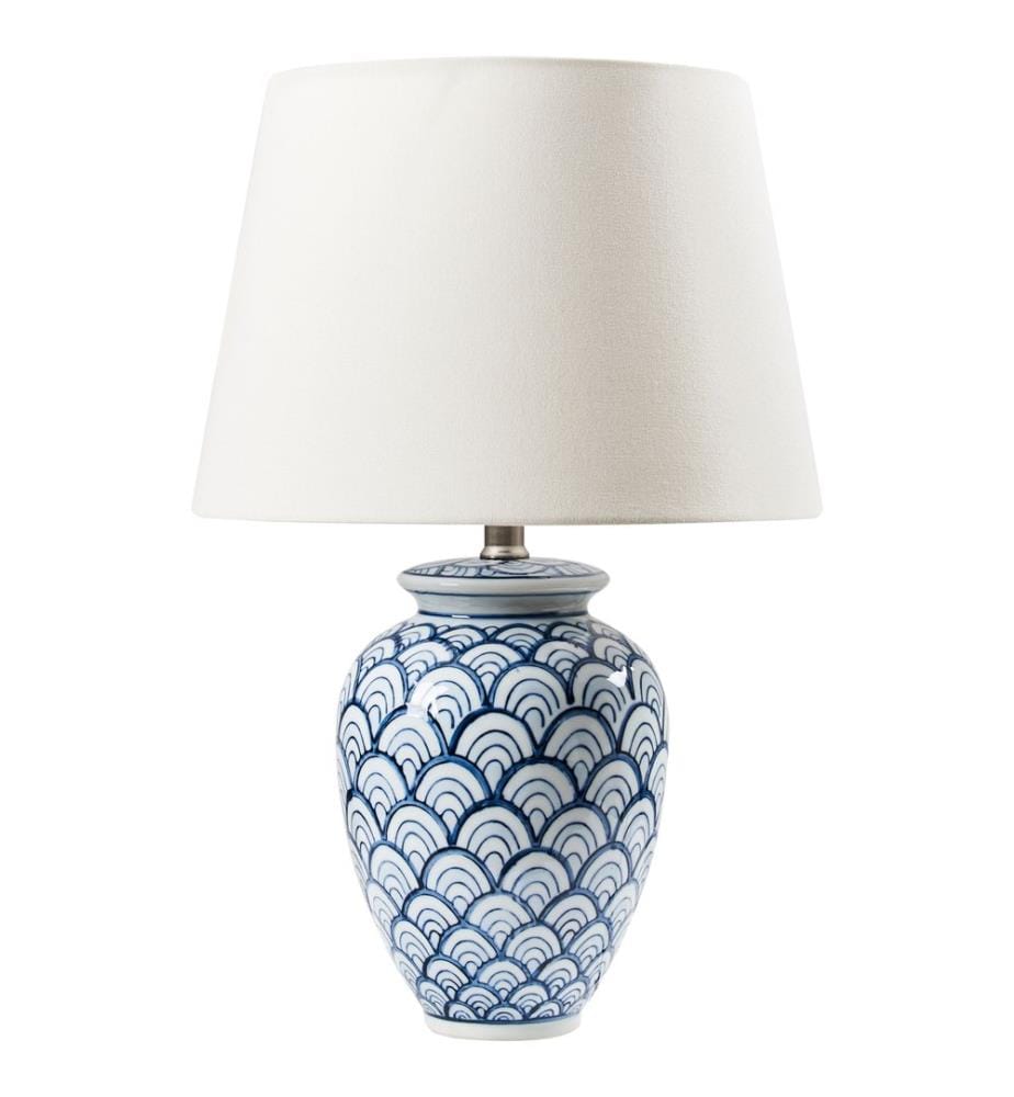 Lampe à poser JAUCA Porcelaine Blanc/bleu