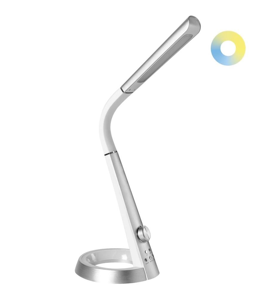 Lampe de bureau LED CANOPUS avec port USB Argenté