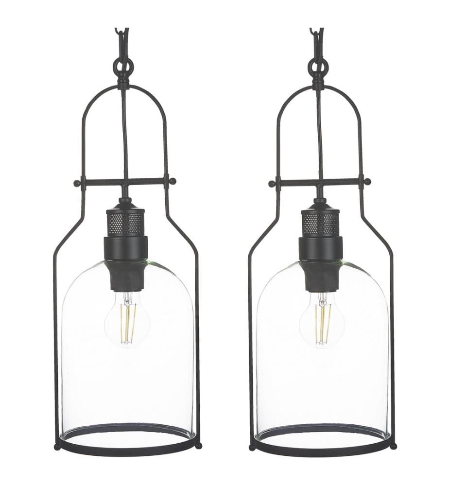 Lot de 2 lampes suspendues BASHILO Métal Noir