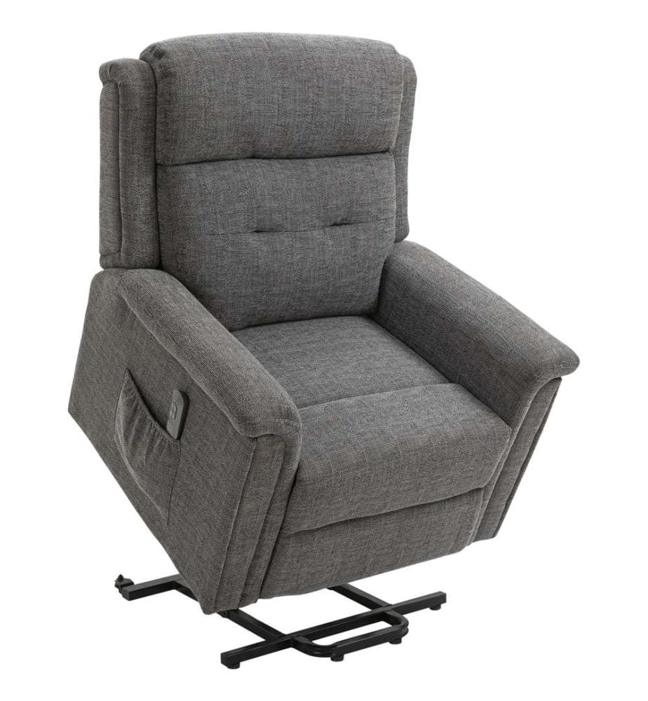 Fauteuil relax avec aide au lever, télécommande incluse, gris