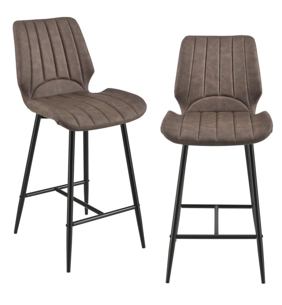 Lot de 2 tabourets de bar Östersund, marron foncé, simili-daim