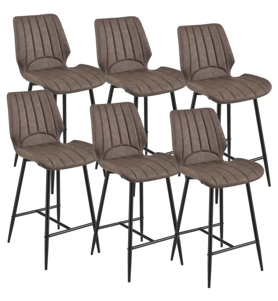 Lot de 6 tabourets de bar Östersund, marron foncé, simili-daim
