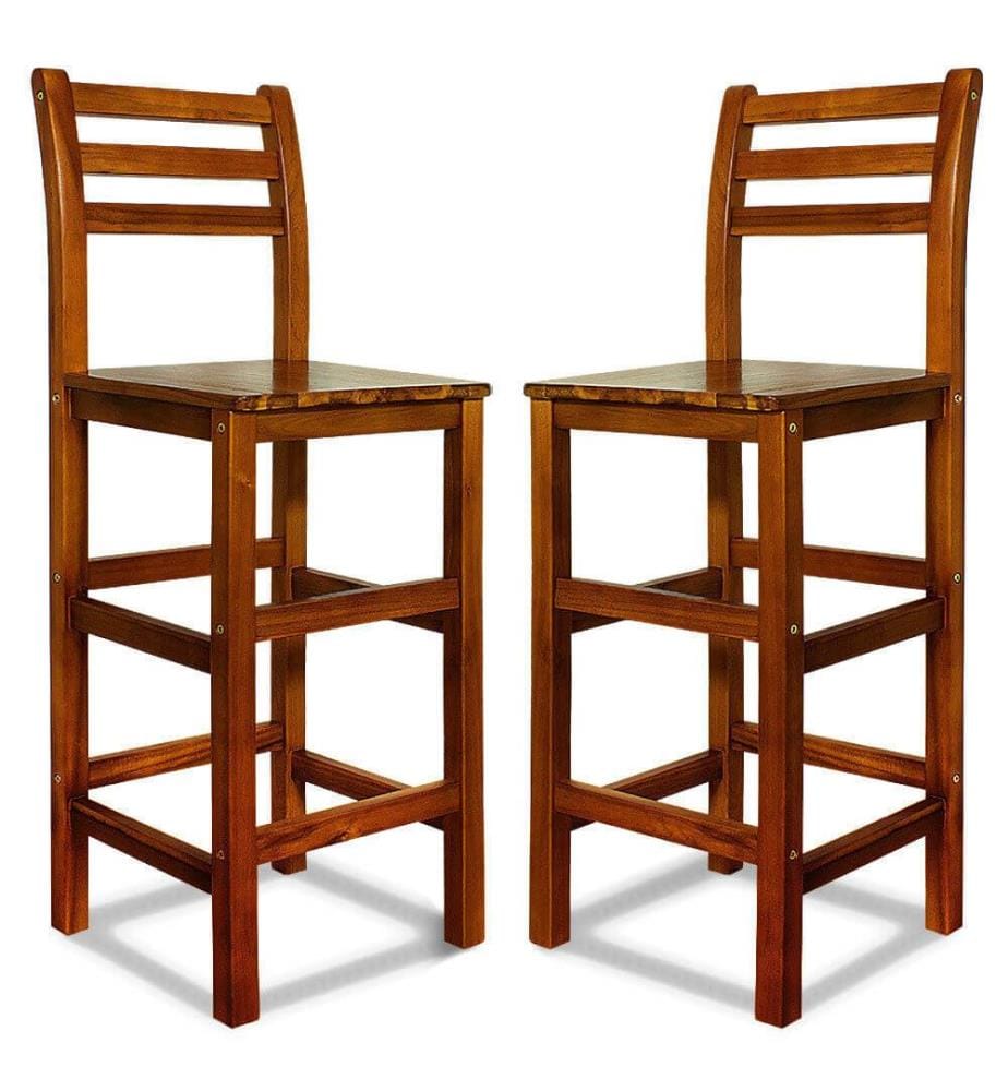 Lot de 2 tabourets de bar en bois d'acacia