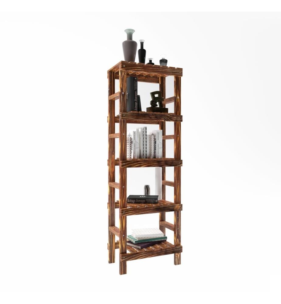 Étagère sur pied Suram 120 x 40 x 25 cm, bois, teinte foncée