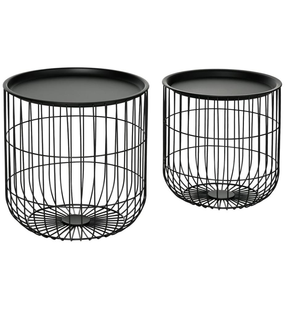 Lot de 2 tables basses de salon, style scandinave, noir